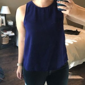 Navy blouse with open back